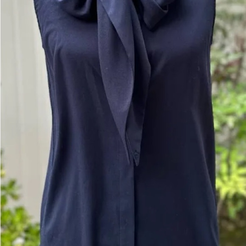 Tory Burch Navy Blue Tie Front Blouse - Picture 4 of 9